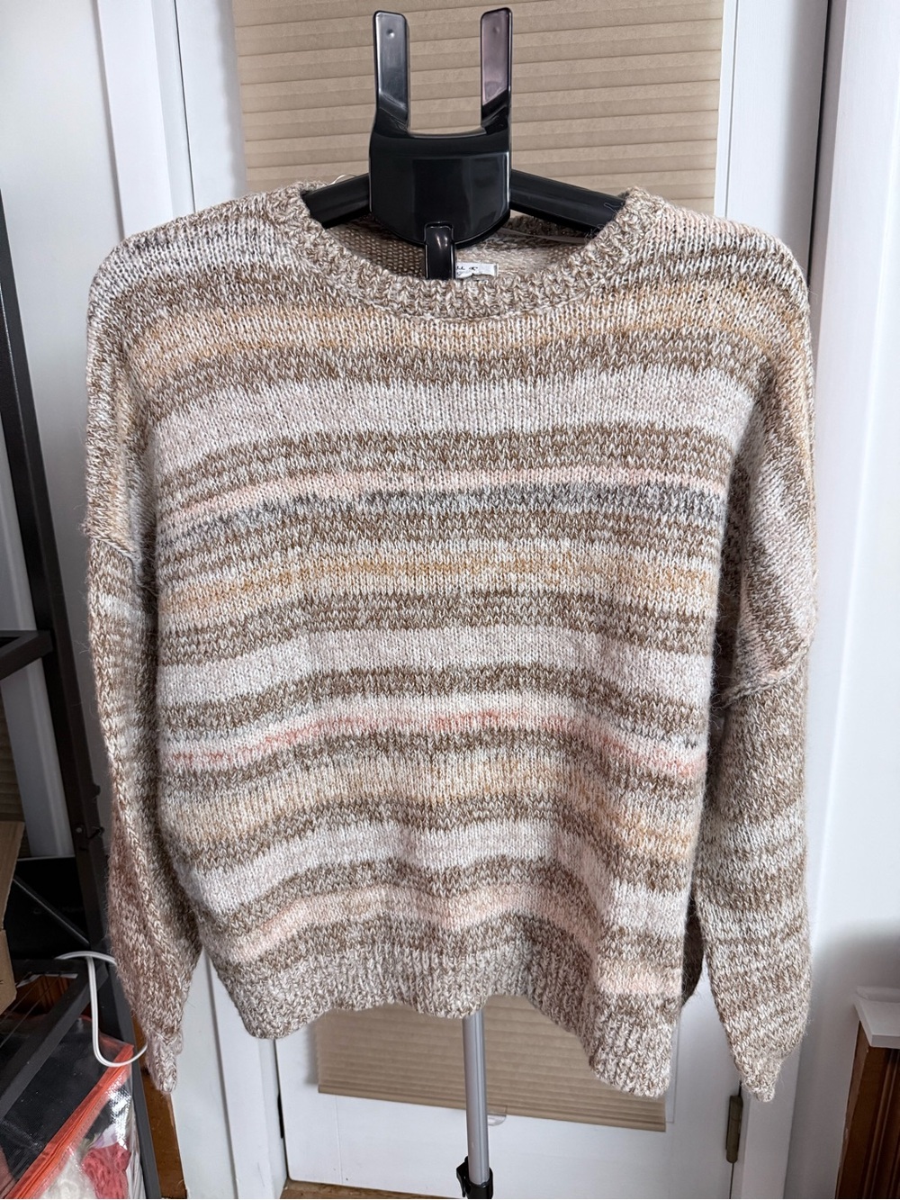 O'Neill Lake shore knit striped sweater Neutral warm shades fisherman relaxed